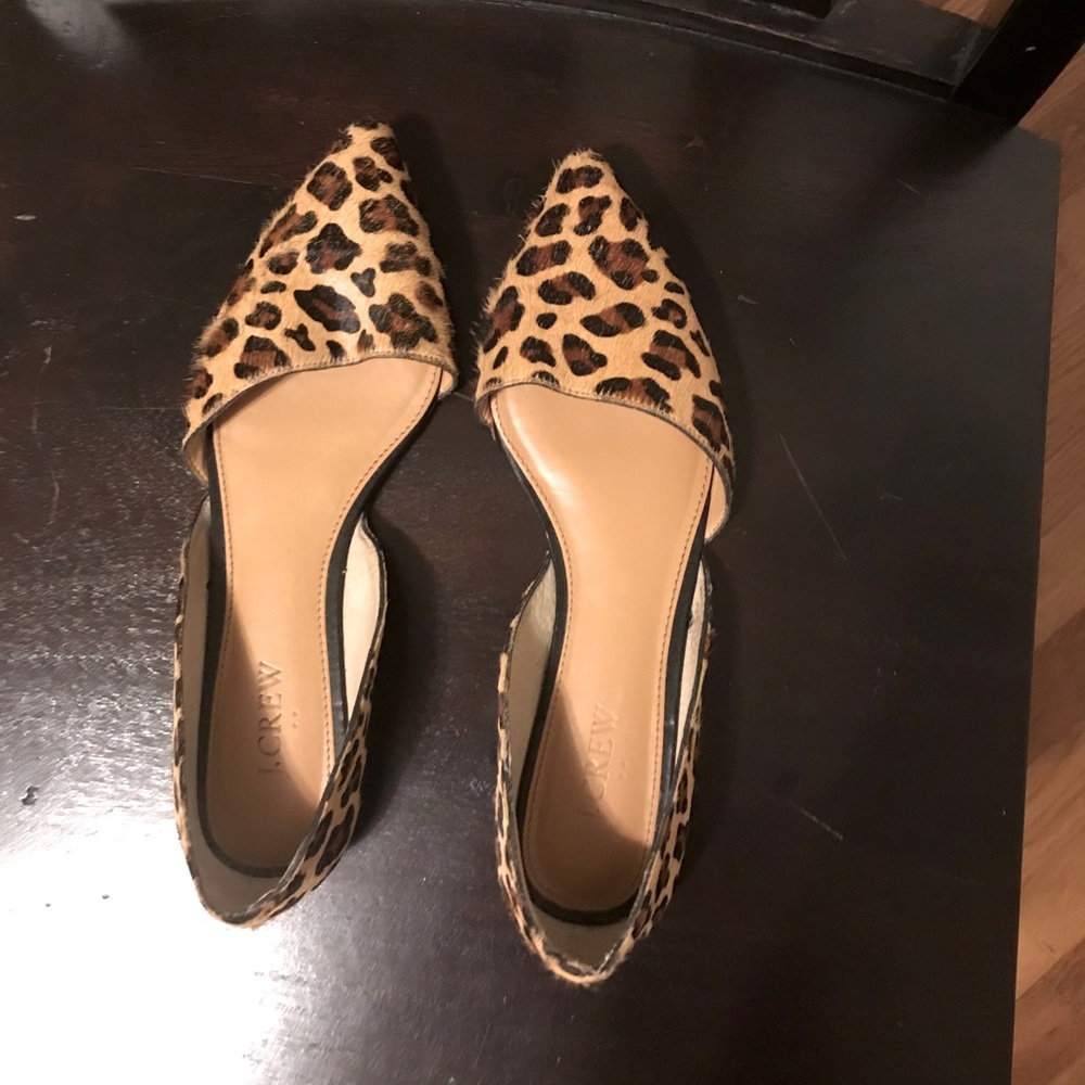 J Crew animal print pointed toe flats